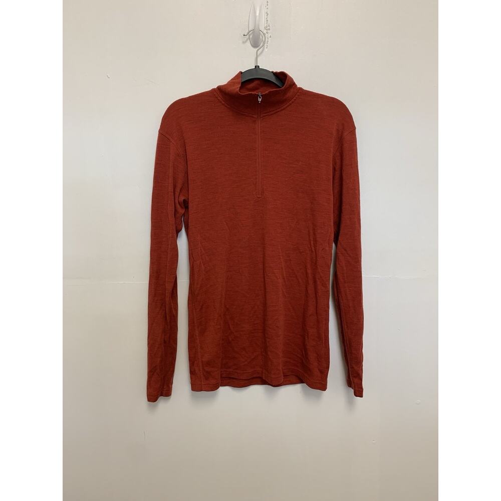 SmartWool 1/4 Zip Sweater Men L Red Merino Wool Knit Stretch Pullover